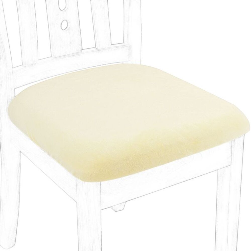 Chair Seat Cover Cushion with Ties Velvet Stretchable Print Set of 6